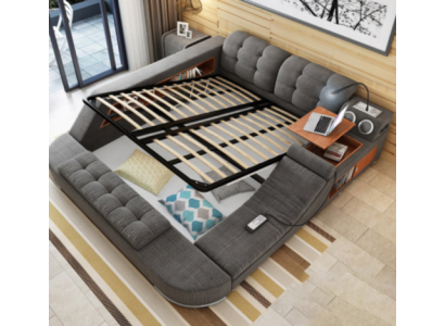 Design Bett Leder Polster Betten Hotel Massage Funktion Multifunktion