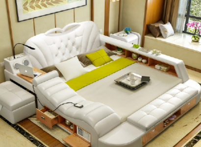 Doppel Luxus Design Hotel Leder Bett Polster Moderne Betten Multifunktion