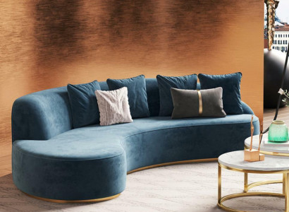 Samt Sofa 4 Sitzer Polster Textil Modern Relax Sitz Luxus Möbel Ecksofa Rund Neu