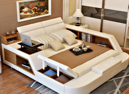 Doppel Luxus Design Leder Bett Polster Betten Moderne Hotel