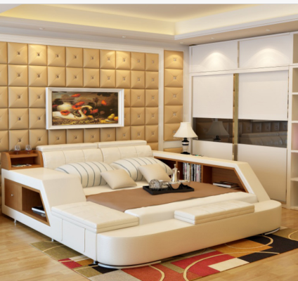 Doppel Luxus Design Leder Bett Polster Betten Moderne Hotel