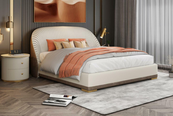 Designer Doppelbett Bett Hotel Luxus Leder Schlafzimmer 150/180x200cm