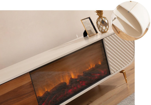 Kamin Sideboard Feuer Imitation Schrank Regal Sideboard Lowboard rtv tv Holz Neu