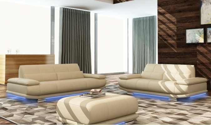 Leder Sofa Couch Polster Komplett Garnitur 3+2+1 Sofas Couchen Sitz