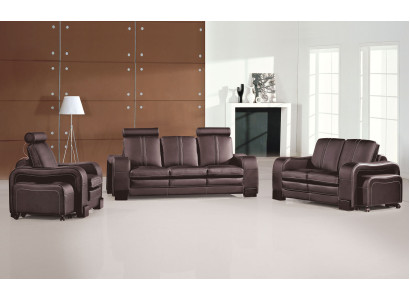 Sofagarnitur Couch 3+2+1 Set Polster Leder Sofa Wohnzimmer Sitz Garnituren