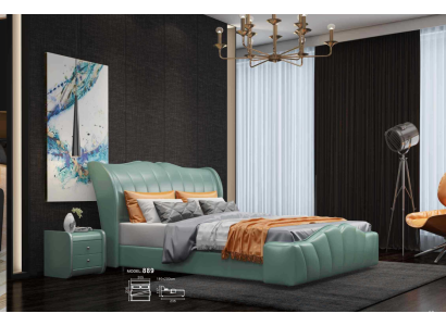 Klassisches Bett Ehebett Doppelbett Lederbett Chippendale Schlafzimmer