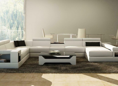 Ledersofa Couch Wohnlandschaft Ecksofa Eck Garnitur Design Modern Sofa 6138