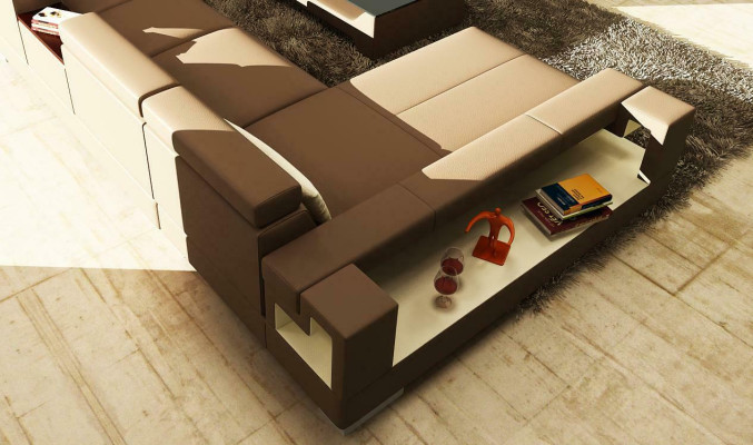 Ledersofa Couch Wohnlandschaft Ecksofa Eck Garnitur Design Modern Sofa 6138