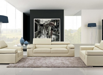 Sofagarnitur Couch 80 20 Polster Leder Sofa Wohnzimmer Sitz 3+2+1 Set