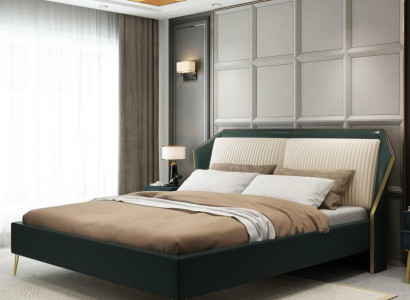 Luxus Textil Bett Doppel Design Schlafzimmer Klassische Betten Grün