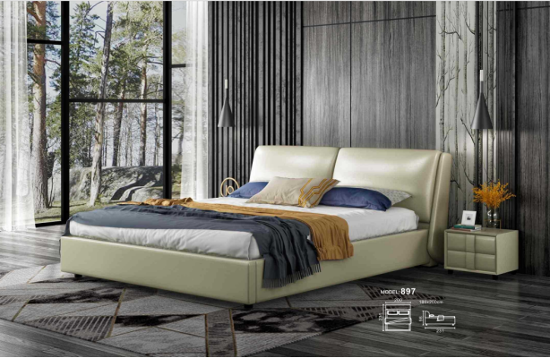 Lederbett Betten Doppel ehe Modernes Gestell Luxus Schlafzimmer Hotel 180x200