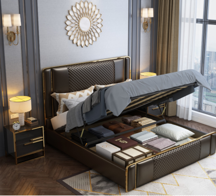 Luxus Designer Bett fürs Schlafzimmer Samt bezogen Möbel Betten Stoff