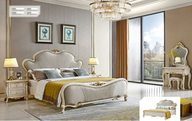 Schminktisch Bett 2x Nachttisch Möbel Schlafzimmer Set 5tlg. Massivholz