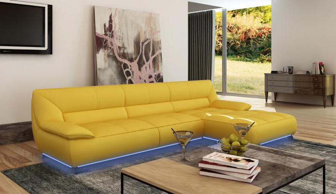 Ledersofa Couch Wohnlandschaft Ecksofa Eck Garnitur Design Modern Sofa