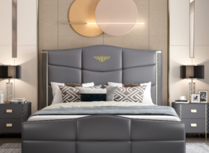 Design Doppelbett Lederbett Betten Bett Leder Polster Ehe 180x200cm