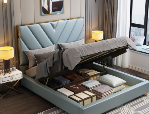 Bett Polster Design Luxus Metall Doppel Betten Hotel Ehe Schlaf Zimmer