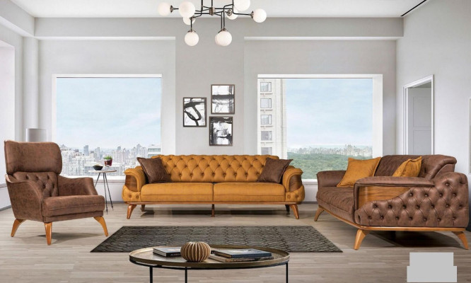 Luxus Einsitzer Sessel Couch Polster Möbel Chesterfield Desing Sofa Leder 