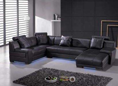 Ledersofa Couch Wohnlandschaft Ecksofa Eck Garnitur Modern Design Dekor