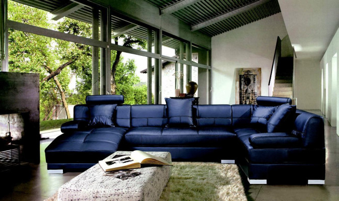 Ledersofa Couch Wohnlandschaft Ecksofa Eck Garnitur Design Modern Dekor