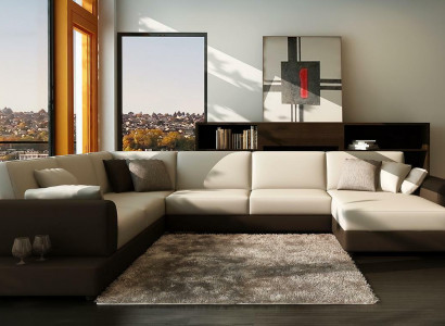 Ledersofa Couch Wohnlandschaft Ecksofa Eck Garnitur Design Dekor Modern