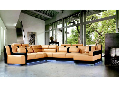 XXL U Form Leder Wohnlandschaft Couch Polster Sitz Ecksofa Sofa Große Garnitur