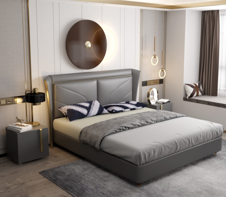 Bett Polster Design Luxus Doppel Hotel Betten Ehe Leder 180x200cm