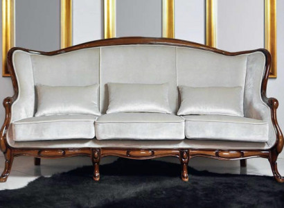 Dreisitzer Sofa 3 Sitzer Luxus Stoff Grau Wohnzimmer Klassische Möbel Braun Neu