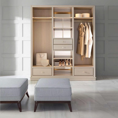 Offener Kleiderschrank Schlafzimmer Schrank Begehbare Möbel Schrank Holz Beige