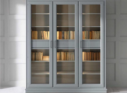 Grauer Bücherschrank mit Glastüren - Stilvolle Aufbewahrungslösung für Ihre Büchersammlung