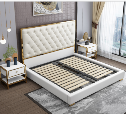 Designer Bett Schlafzimmer Betten Hotel Leder Luxus Polster Sitz Bettgestell