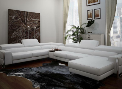 Multifunktion Couch Ecksofa Medien TV Sofa Couch Ledersofa Wohnlandschaft UForm