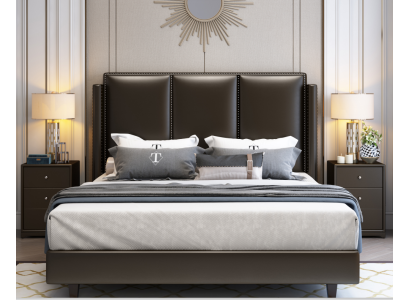 Modern Style Bett Doppelbett Schlafzimmer Leder Polster Textil Doppelbetten