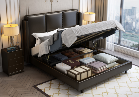 Modern Style Bett Doppelbett Schlafzimmer Leder Polster Textil Doppelbetten