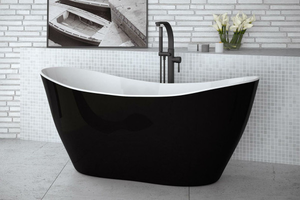Schwarze Designer Badewanne Freistehende Luxus Wanne in Schwarz