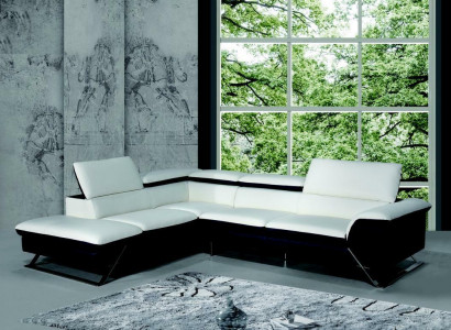 Designer Sitzpolster Ledersofa Garnitur Couch Wohnlandschaft L Form