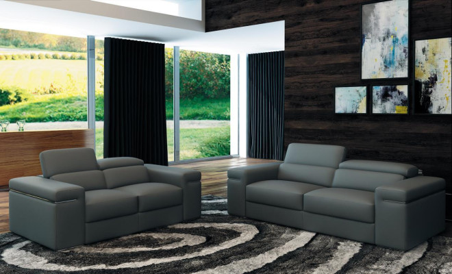 Multifunktions Ledercouch Sitz Polster Wohnzimmer Set Leder Garnitur Sofa 3+2