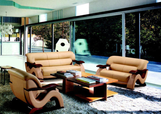 Sofagarnitur Leder Sofa Set 3+2 (ohne Sessel) Couch Sitz Polster Garnitur 2033