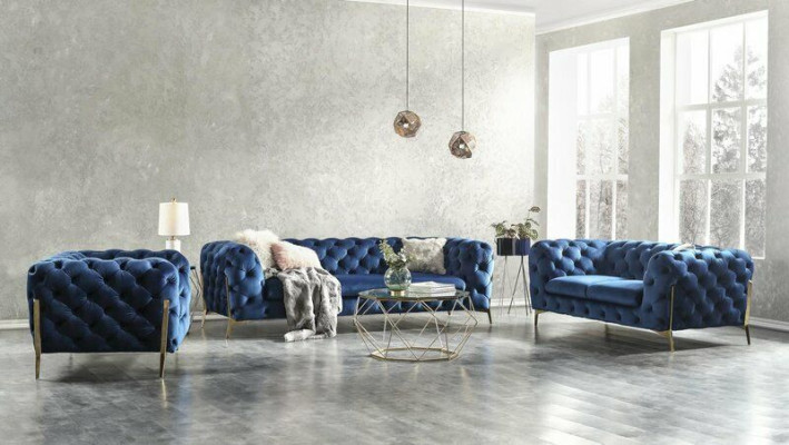 Chesterfield Edle Designer Couch Polster Stoff Textil Samt Sofa Luxus Couchen