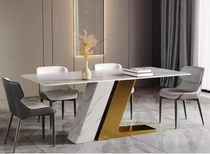 Tische Design Tisch Luxus Marmor Imitation Möbel Esszimmer Esstische Modern Gold