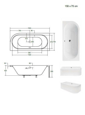 Badezimmer Unförmige Eck Badewannen Wannen Weiß Eckwanne