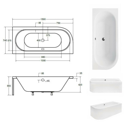 Badezimmer Unförmige Eck Badewannen Wannen Weiß Eckwanne