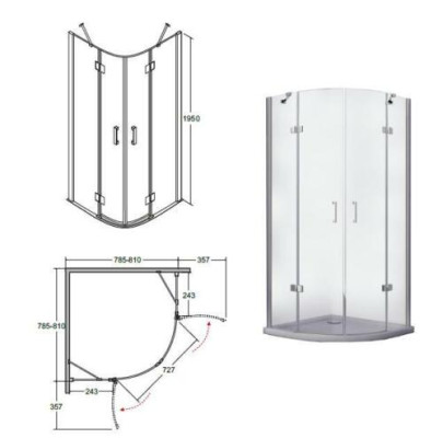 Hochwertige Duschkabine Viertelkreis Eckdusche Duschabtrennung Glas