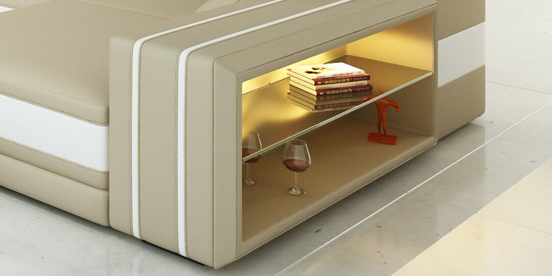 Moderne Ecksofa Couch Polster Ecke Wohnlandschaft XXL Design Ledersofa Wittlich