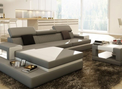 Ecksofa Polster Couch Sofa Wohnlandschaft Garnitur Sitz Eck Textil Leder