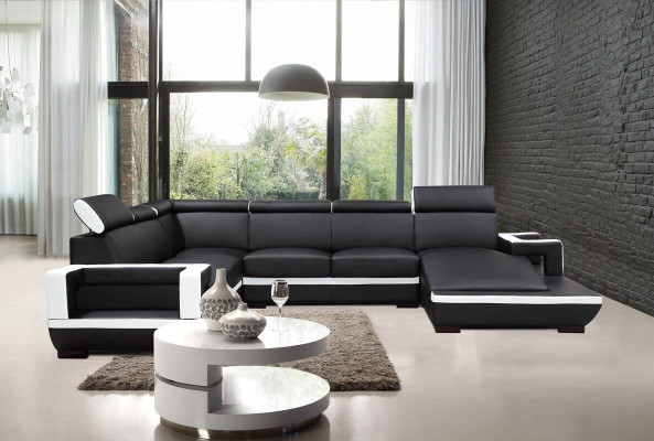 Wohnlandschaft Couch Polster Eck Garnitur Designer Ledersofa Big Sofa Neu 5102