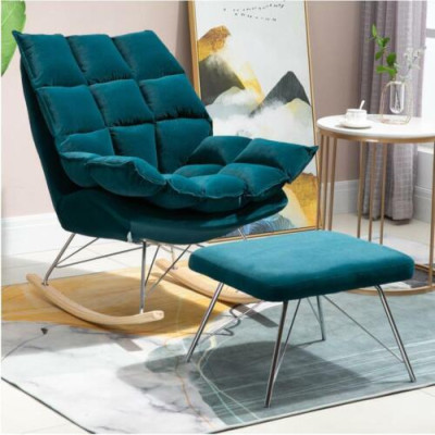 Sessel Metall Design Polster Lounge Schaukelstuhl Sitz Zimmer Schaukel