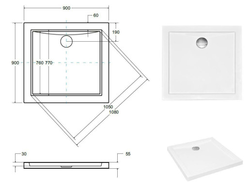 Duschwanne Duschtasse Dusche Flach Ablaufgarnitur Ablauf Brausewanne