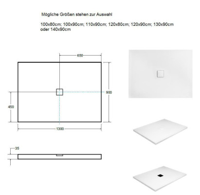 Duschwanne Duschtasse Dusche Acrylwanne Dekorative Weiß Brausewanne Flach