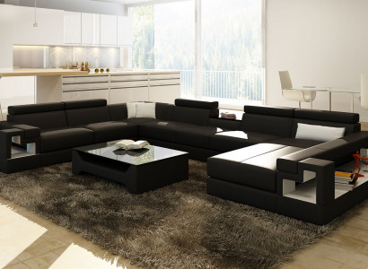 XXL Big Wohnlandschaft Ledersofa Sofa Couch Polster Sofas Garnitur