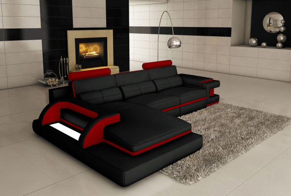 Design Polster Ecke Ledersofa Sofa Couch Sitz Garnitur Wohnlandschaft
